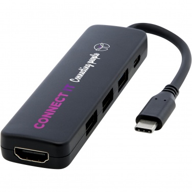 Logotrade mainoslahja ja liikelahja kuva: Loop RCS -kierrätetystä muovista valmistettu multimediasovitin USB 2.0–3.0 HDMI -liitännällä
