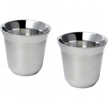 Logotrade liikelahja tuotekuva: Duo 80 ml:n RCS-sertifioidusta ruostumattomasta teräksestä valmistettu espressomukisarja 