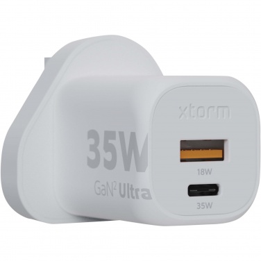 Logotrade mainoslahja tuotekuva: Xtorm XEC035 GaN² Ultra 35 W seinälaturi – Iso-Britannian pistoke