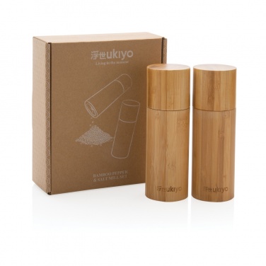Logo trade mainoslahja kuva: Ukiyo bambuinen suola- ja pippurimyllysetti