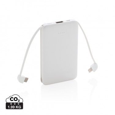 Logotrade liikelahja tuotekuva: Pieni 5 000 mAh:n johdollinen varavirtalähde