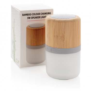 Logo trade mainoslahja kuva: Bamboo 3W kaiutin väriä vaihtavalla valolla