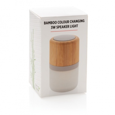 Logo trade mainoslahjat ja liikelahjat kuva: Bamboo 3W kaiutin väriä vaihtavalla valolla