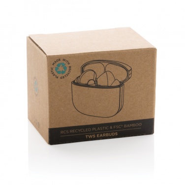 Logotrade mainoslahjat kuva: TWS kuulokkeet RCS kierrätetystä muovista ja bambusta