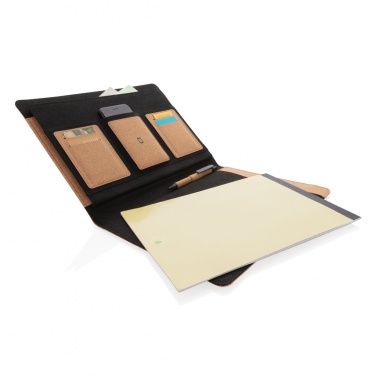 Logotrade mainostuote tuotekuva: Deluxe korkki portfolio A4 kynällä