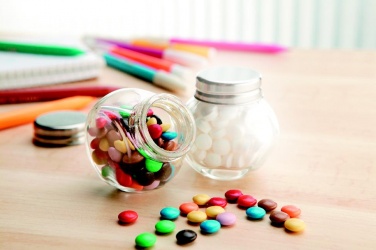 Logotrade mainoslahja ja liikelahja kuva: Suklaapastilleja lasipurkissa