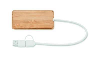 Logotrade liikelahja mainoslahja kuva: 3 portin USB-keskitin bambua