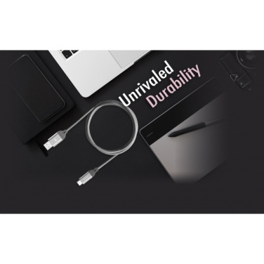 Logo trade liikelahja kuva: Nailoninen tiedonsiirtokaapeli LK30 Type - C Quick Charge 3.0