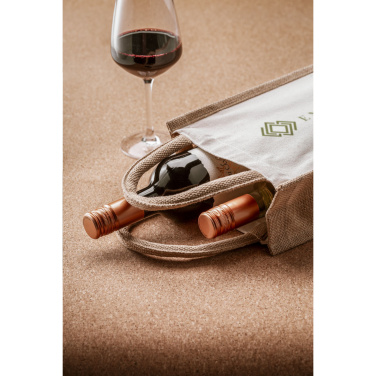Logo trade mainoslahjat ja liikelahjat kuva: Juuttikangas Double Wine Bag