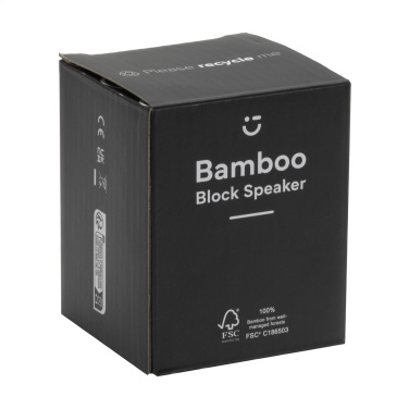 Logo trade liikelahja kuva: Bamboo Block -kaiutin langattomalla laturilla