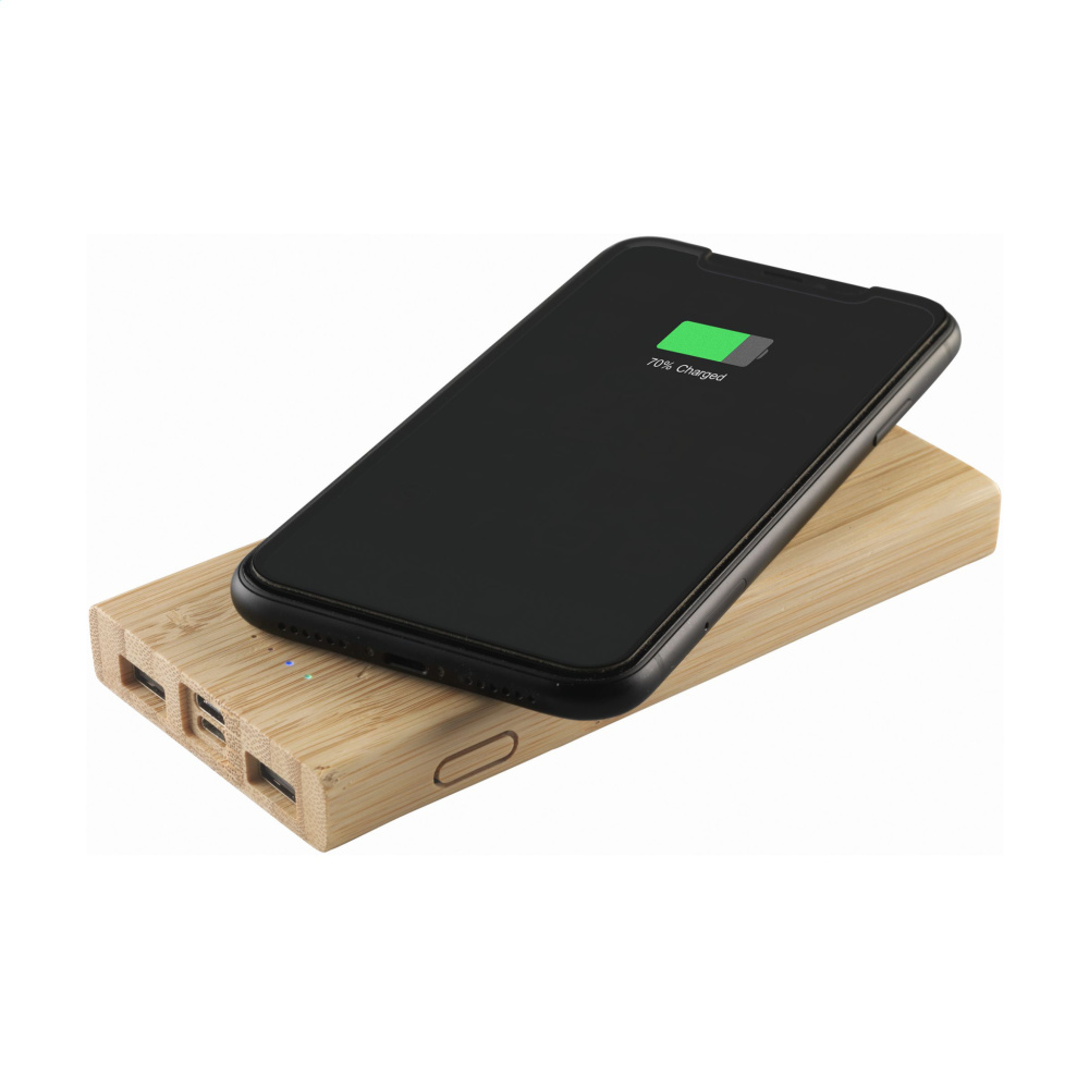 Logo trade mainoslahjat ja liikelahjat kuva: Bamboo 8000 Wireless Powerbank langaton laturi