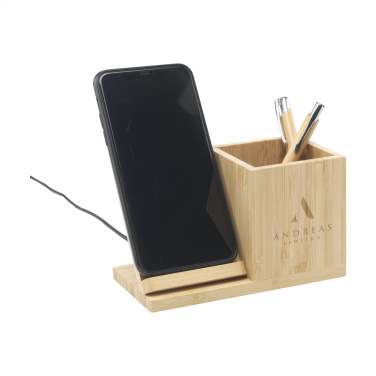 Logo trade liikelahjat mainoslahjat kuva: Bamboo Boss 15W laturi/kynäpidike