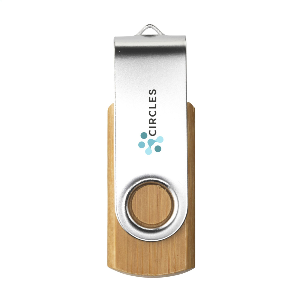 Logo trade liikelahja mainoslahja tuotekuva: USB Twist Bamboo varastossa 4 Gt