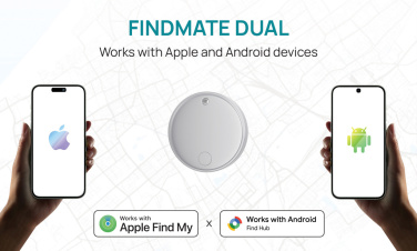 Logo trade liikelahja mainoslahja tuotekuva: Findmate Dual RCS -esinepaikannin, kierrätysmuovia, IPX5