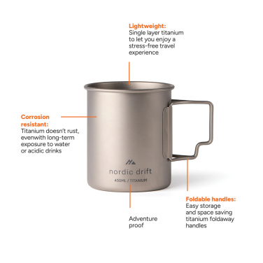 Logotrade mainoslahjat ja liikelahjat tuotekuva: Nordic trail-ultrakevyt titaaninen muki 450ml