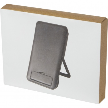 Logotrade verslo dovanos nuotrauka: Kilpinis 10 W perdirbto plastiko belaidžio įkrovimo padėklas su telefono stovu