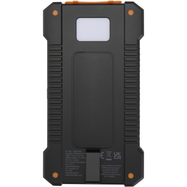 Logotrade verslo dovanos nuotrauka: „Altair“ 5000 mAh 10 W perdirbto plastiko tvirta saulės baterija su įmontuotu žibintuvėliu