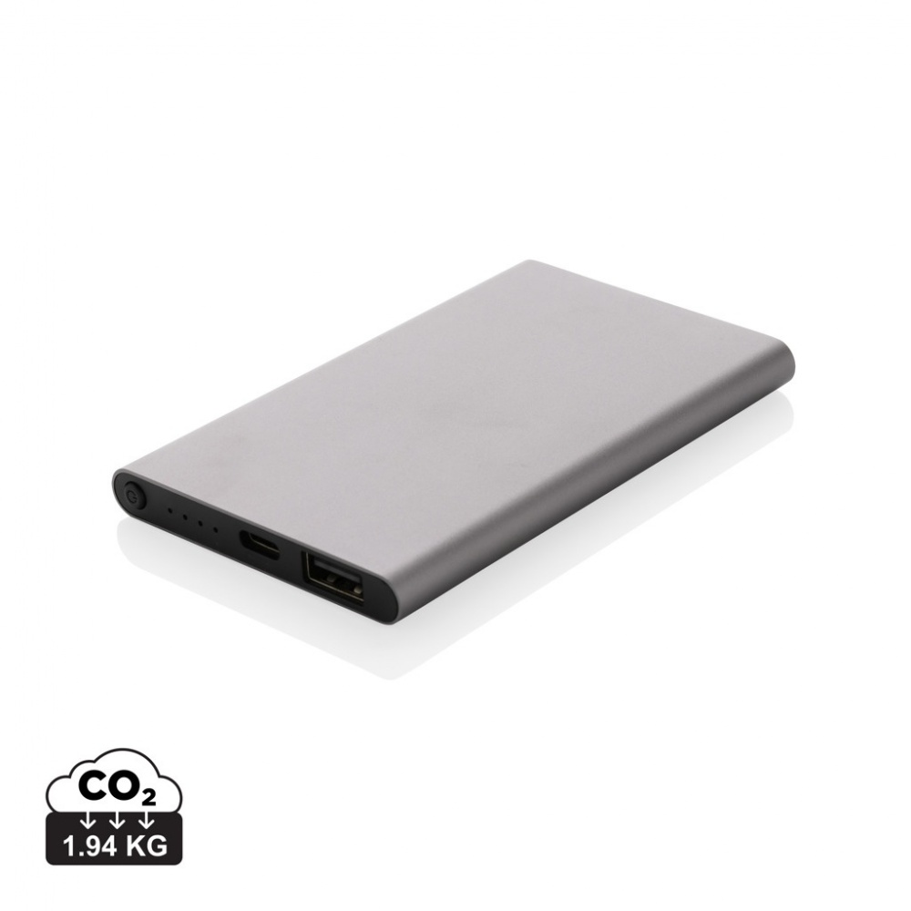 Logotrade biznesa dāvanas foto: RCS otrreizēji pārstrādāta plastmasas/alumīnija 4000 mah jaudas banka ar C tipu