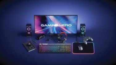 Logotrade korporatīvās dāvanas foto: RGB spēļu austiņas ar ENC