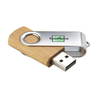 Logotrade biznesa dāvanas foto: USB Twist Bamboo no noliktavā 32 GB