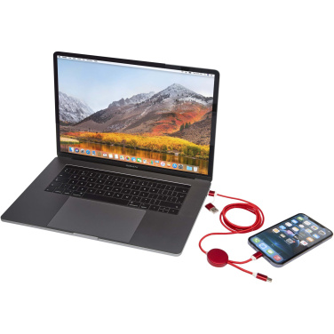 Logotrade biznesa dāvanas foto: Alasia 5-in-1 pārstrādāta alumīnija un plastmasas 150 cm datu sinhronizācija un 27 W ātrās uzlādes kabelis