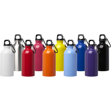 Logotrade dāvanas foto: Oregon 400 ml RCS sertificēta vienas sienas nerūsējošā tērauda ūdens pudele ar karabīni