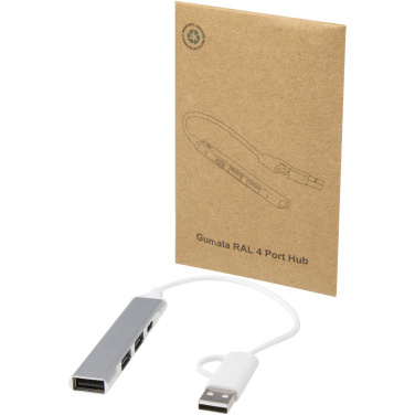 Logotrade ziemassvētku dāvanas foto: Alkaid 4 portu pārstrādāta alumīnija USB-A un C tipa centrmezgls ar divām ieejām