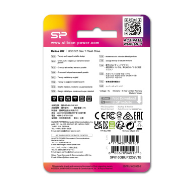 Логотрейд pекламные подарки картинка: Флешка Silicon Power HELIOS 202, 3.2 Gen 1, 32 ГБ