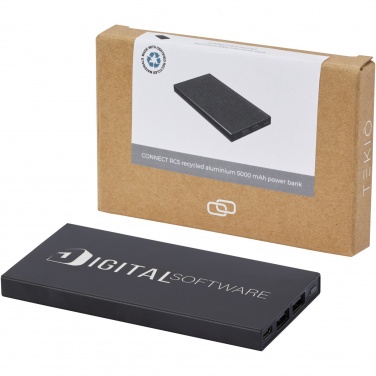 Logotrade reklamprodukter bild: Connect 5 000 mAh powerbank av återvunnen aluminium