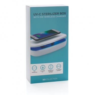 Logotrade reklamprodukter bild: UV-C steriliseringsbox med 5W trådlös laddare
