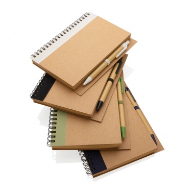 Logotrade profilprodukter bild: Spiralbunden anteckningsbok i kraftpapper, med penna