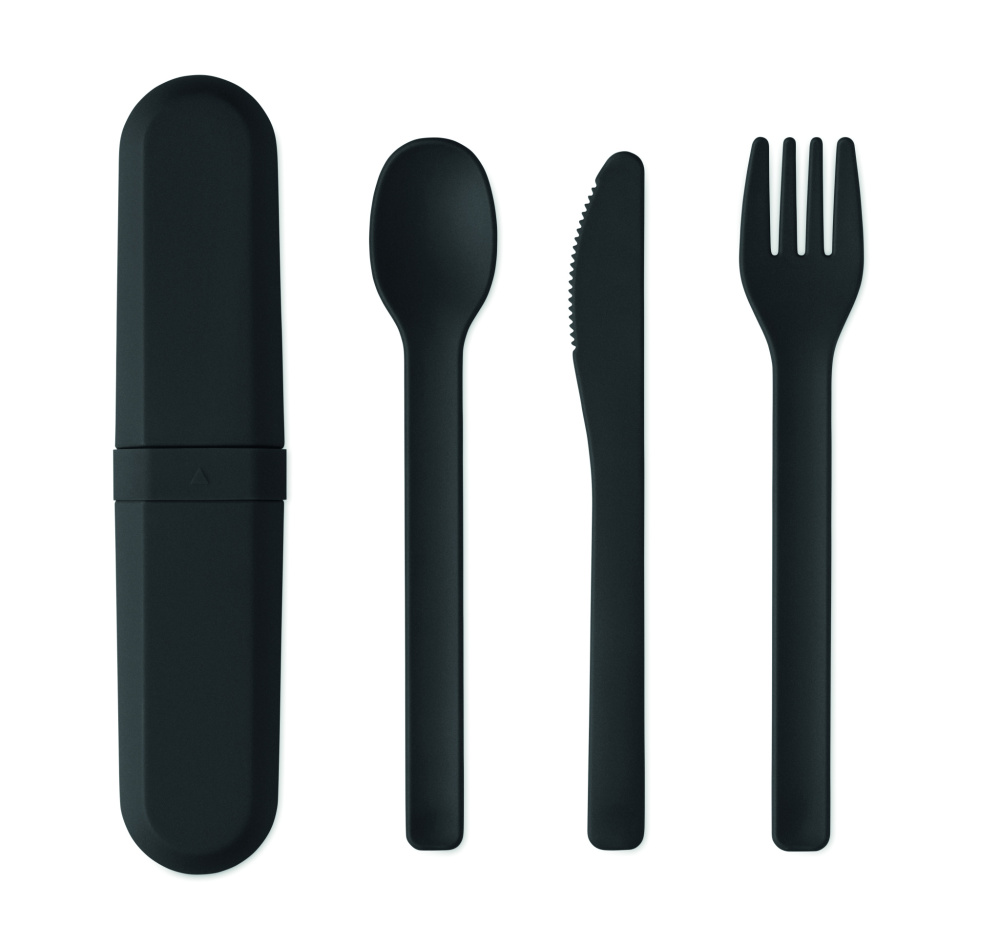 Logotrade kampanjprodukter bild: Bestickset och fodral i PLA