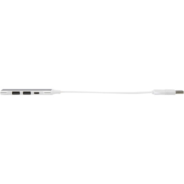 Logotrade profilreklam bild: Alkaid 4-portars USB-A- och Typ-C-hubb med dubbla ingångar av återvunnen aluminium
