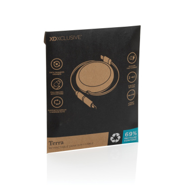 Logotrade presentreklam bild: Terra RCS återvunnen aluminium 240W utdragbar 2-i-1 kabel