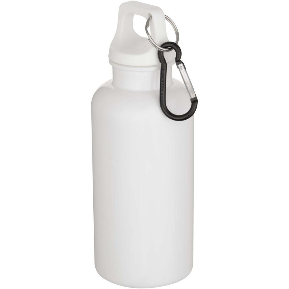 Logotrade presentreklam bild: Oregon 400 ml vattenflaska av RCS-certifierad återvunnen plast med karbinhake