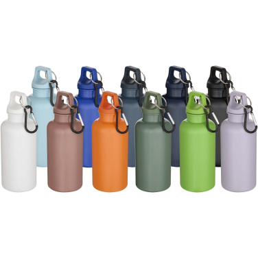 Logotrade presentreklam bild: Oregon 400 ml vattenflaska av RCS-certifierad återvunnen plast med karbinhake